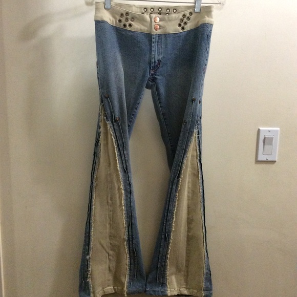 Blue One retro flare jeans with panel inserts - Picture 1 of 14